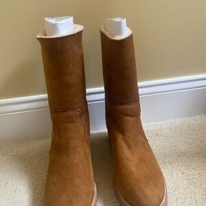 Brown Suede Shearling Boots